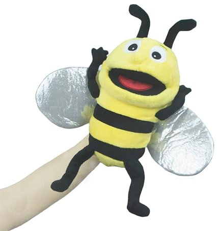 Tiny Heart Handpuppen Bienen Tier Plüsch Spielzeug mit Arbeits Mund Cute Soft Plüsch Puppet für Kinder Storytelling Imaginative Lehre Vorschule Show Role-Play Geburtstag Geschenke