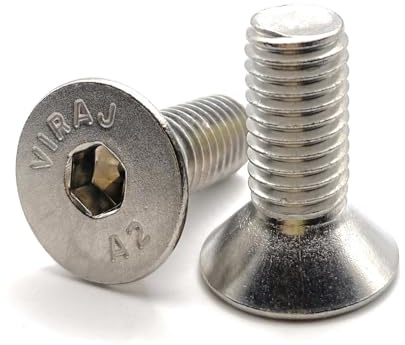 Vis M10x25 mm Tête Fraisée BTR en acier INOX A2 | Ø 10x25 mm - M10 x 25mm | Vis FHC à 6 pans creux (clé allen) ISO 10642 / DIN 7991 | Vis inoxydable A2 (V2A/304) : LOT DE 5 Pcs - Premium Fixation
