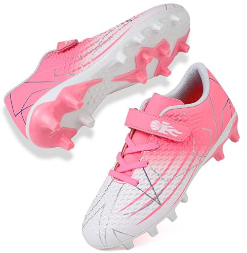 Mufanton Zapatos de Fútbol Niño Spike Aire Libre niños Calzado de Fútbol Profesionales Atletismo Entrenamiento Botas de Fútbol Adolescentes,Blanco Rosa,EU34