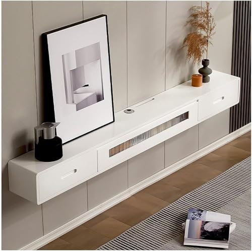 GYDUHYE Floating TV Stand Media Console Wall Mounted Cabinet Storage Hutch For Home And Office(Size:160cm,Color:White)