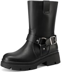 QUEEN HELENA Bottines Biker Bottes basses décontractées pour femme X31-69, Noir , 39 EU