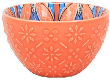 Orange Ceramic Bowl 320ml Tuscany Bohemian Mediterranean Ethnic Style 12cm Dia