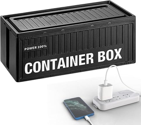 Desk Cable Organizer Box, Container Shape Cord Storage Box Large Cable Organizer - Heat Dissipation Desk Organizer Surge Protector with Lid Dustproof for TV Wires