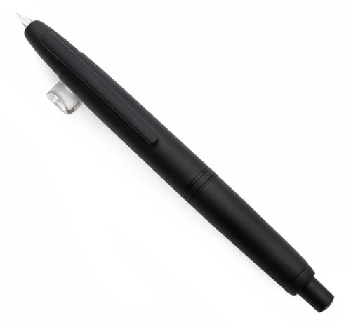 JINHAO 10 Press Fountain Pen, Retractable Metal Pen with Ink Converter (F Nib 0.5mm, Matte Black)