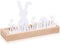 Namalu Ostern Deko Teelichter aus Metall Weiß Kaninchen Silhouette Holzsockel mit Gerillt Tischdeko modern Teelichtsockel Outdoor aus Holz