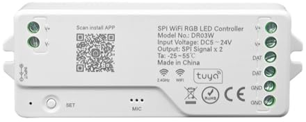Booso Controller LED RGB WiFi SPI DR03W Controller LED WiFi Tuya per Strisce LED RGB Indirizzabili WS2811 WS2812B WS2815