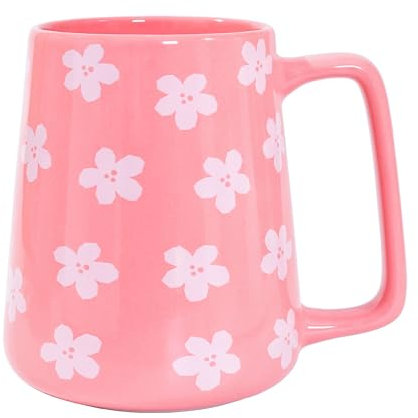 24 oz Large Ceramic Coffee Mug with Big Handle, Handmade Kiln Glazed Large Coffee Mug Tea Cup, Novelty Mug,Unique Uneven Surface for Office and Home,Microwave and Dishwasher Safe (Pink)
