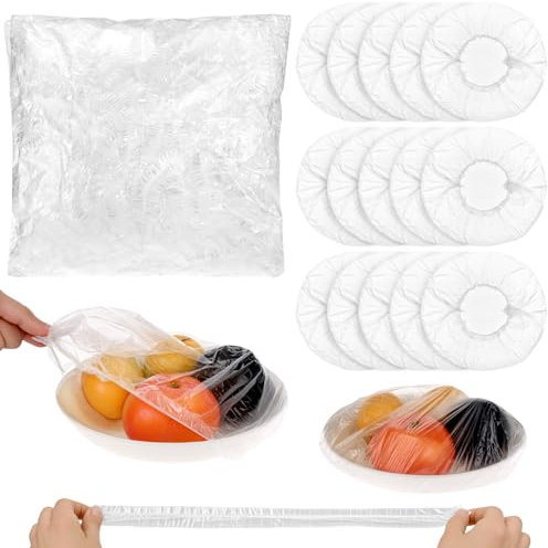 QWORK® 300 Pièces film etirable alimentaire, sacs de conservation frais élastique, film de plastique alimentaire, pour le stockage des aliments