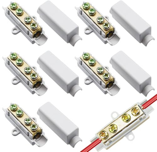 5 Stück Kabelverbinder Draht für 2,5 Bis 16 mm² Klemmblock mit Doppelschrauben Drahtverbinder 1000 V 100 A Messing Leiter ABS Gehäus Anschlussklemmen für Schalter Amperemeterve