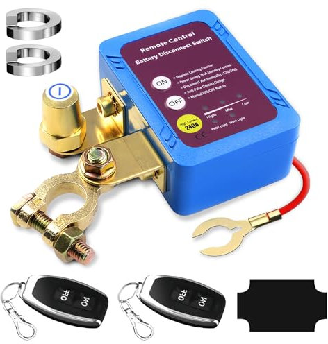 GOEDCH Coupe-circuit Batterie avec Affichage LED: 12V 240A Disjoncteur de Batterie Télécommandé Sans Fil, Interrupteur Batterie Automatique avec 2 Télécommandes pour Voiture Camping-Car Bateau(bleu)