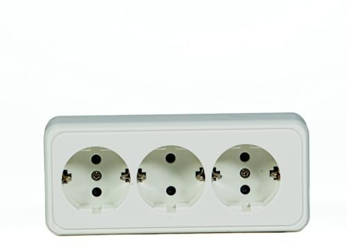 Enchufe Blanco de Montaje en Superficie de 3 Tomas protección Infantil ignífugo
