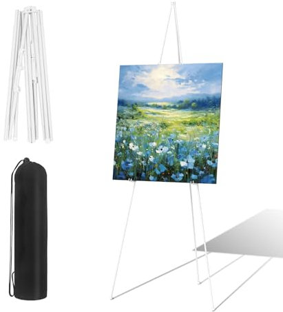 Yuhtech Soporte de caballete, soporte de caballete para exhibición, soporte portátil plegable para fotos, 160 cm, caballete plegable para letrero de boda, lienzo de pintura, carteles (Blanco)