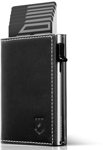 DODENSHA MagSnap Geldbörse Herren I Slim Wallet mit Münzfach I Wallets for Men für 10+ Karten I Magnetischer Verschluss portmonee Herren Slim I RFID Schutz I Grau Silber