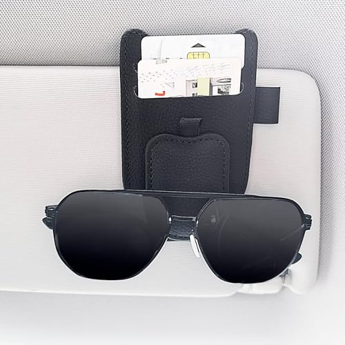Mulor Sunglasses Holder for Car Visor with Card Slots Eyeglasses Hanger Magnetic Clip