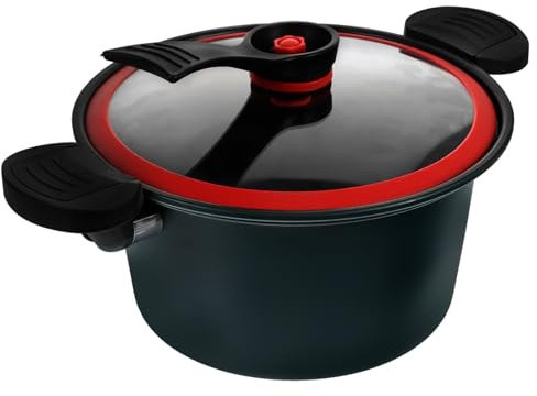 MUCKLILY Niederdruck Topf Haushalts Mikro Schnellkochtopf Antihaftbeschichtet mit Ergonomischen Doppelgriffen für Induktions und Gasherde Küchengerät