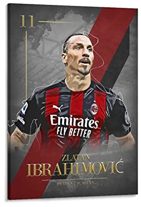WQBYDS Leinwand Bilder 50 * 70cm Senza Cornice Milano Poster Zlatan Ibrahimovic Su Tela E Stampa Murale