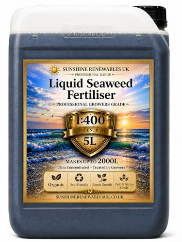 Seaweed Fertiliser with added Chelated Iron (Fe) 5L - Organic Liquid Plant Feed for Strong Roots & Rapid Growth – Ultra-Concentrated (1:400) - Sunshine Renewables UK