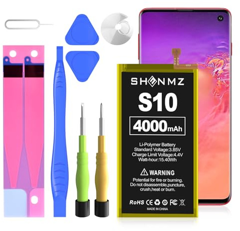 Ersatzakku für Galaxy S10, 4000 mAh Lithium-Polymer-Akku mit hoher Kapazität und 0 Ladezyklen für Samsung SM-G973F/U/W/X/N, EB-BG973ABU, SM-G973U1, SM-G9730, SCV41, SM-G973C mit Werkzeugsatz