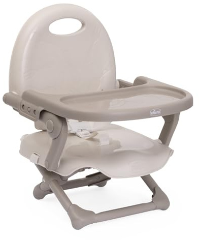 Chicco Pocket Snack Hochstuhlaufsatz für Kinder von 6 Monaten bis 3 Jahren (15 kg), tragbarer Tischhochstuhl mit kompakter Klappfunktion, abnehmbares Tablett, Beige