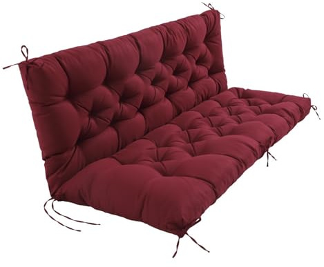 EBETA Gartenbankauflage, Outdoor Bankauflagen Sitzkissen und Rückenkissen für Bank Gartensofakissen Sitzkissen für Gartenschaukel Polsterauflage für Hollywoodschaukel (Weinrot, 120 * 50 * 50 cm)