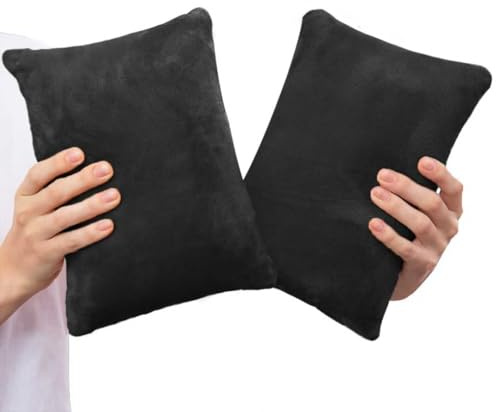 TaiBest Memory-Schaum-Mini-Kissen, 28 x 18 cm, Schwarz, 2 Stück | Für Reisen, Schlafen und Nickerchen, Nacken-, Knie-, Lendenwirbelstütze, Für Haustiere und Hunde