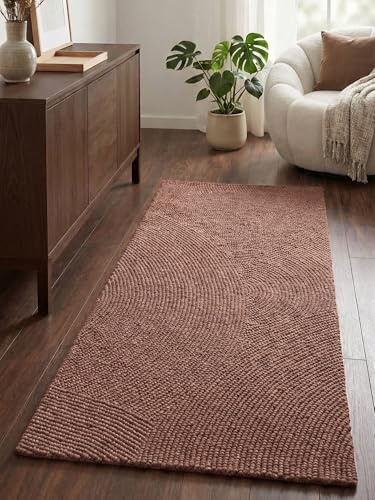 Hanse Home Wollteppich Calmio - Natur Wohnzimmerteppich - Handgetuftet - Hygge Skandi, Boho Teppich Wolle für Wohnzimmer, Schlafzimmer, Esszimmer, Flur - Vintage Rosa, 80x200 cm