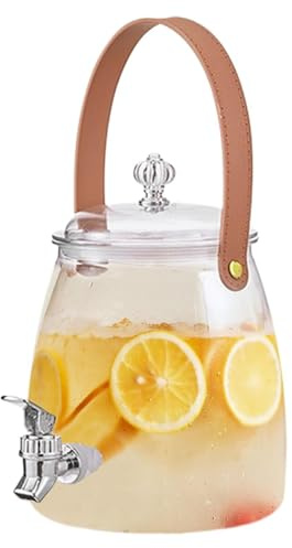 Distributeur de Boisson avec Robinet 5 L - Fontaine Punch Jarre en Verre Thermorésistante pour Boissons Froides - Bonbonne pour Eau Cocktail Cold Brew