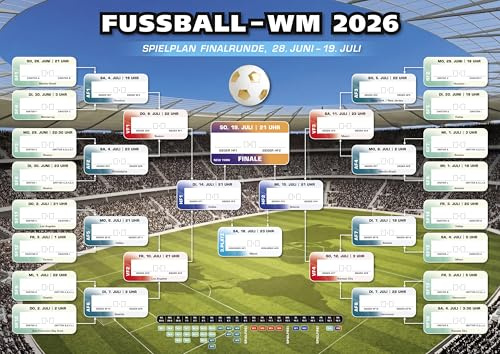 Henryks Fußball WM 2026 Spielplan, Übersicht Gruppenphase und Finalphase, Ergebnisse Eintragen (5, DIN A2 gerollt)