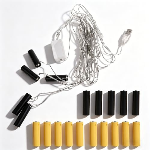 Éliminateurs de piles AA alimentés par USB avec échelles pour éclairage de sapin de Noël, décorations LED, adaptateur d'élimination de piles AAA (5 en 1 AA)