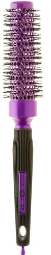 Head Jog 87 Purple Radial Brush. Ceramic Coating Barrel with Nylon Bristle & Rubber Handle. Lightweight & Durable Hair Brush for Hairdressing. Reduce Frizz for Healthy Looking Hair. (25mm)