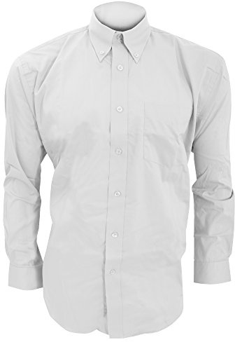 Kustom Kit Oxford Shirt - Mens Long Sleeve, Button Down, White, 17.5inch