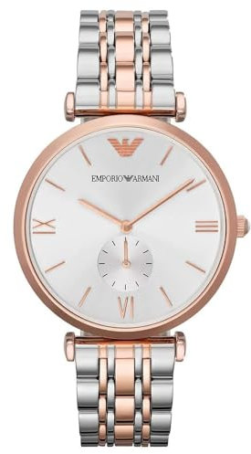 Emporio Armani Orologio da uomo, movimento al quarzo, cassa in acciaio inossidabile oro rosa 40 mm con bracciale in acciaio inossidabile, AR1677