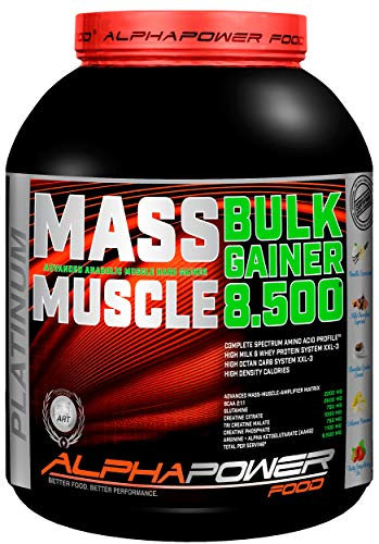 ALPHAPOWER FOOD Maas - Whey, Muscle Weight Gainer I Mega, Muskelmasse & Muskelaufbau - Protein - Eiweiß, Kohlenhydrate – Pulver - Shake für Hardgainer, 5kg Schoko + Creatin, Bcaa, MCT Öl