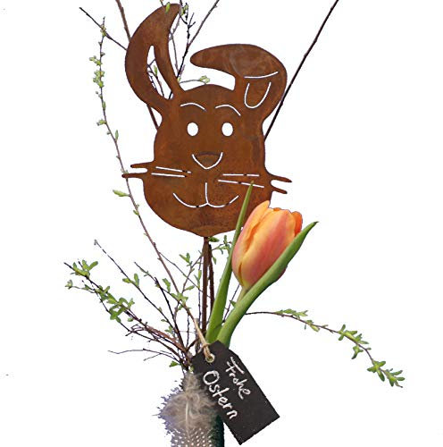 Rostikal Gartenstecker 55 cm Osterhase Osterdekoration Edelrost Gartendeko Vintage Größe 2