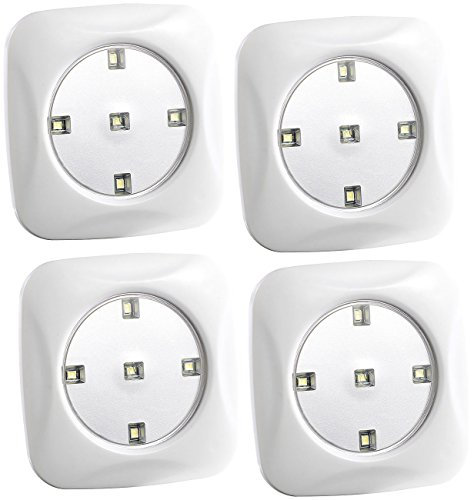 Lunartec Spot Batterie: 4er-Set LED-Lichter FlexiLight, Druckschalter, je 5 Punkt-LEDs (Mini Spot Batterie, batteriebetrieben, Batteriebetriebene)