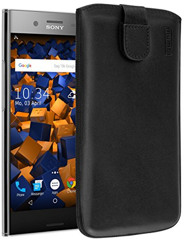 mumbi Echt Ledertasche kompatibel mit Sony Xperia XZ Premium Hülle Leder Tasche Case Wallet, schwarz