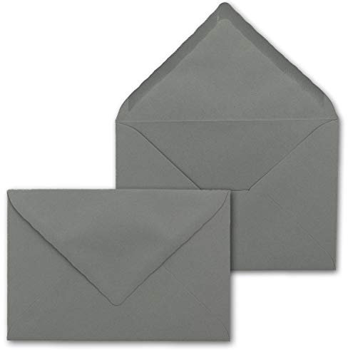 25 Brief-Umschläge mit Wellenschnitt - Graphit-Grau-Dunkelgrau - DIN C6-114 x 162 mm - 11,4 x 16,2 cm - mit wellenförmigen Rändern - Nassklebung - FarbenFroh by GUSTAV NEUSER