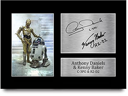 HWC Trading A4 Anthony Daniels & Kenny Baker Star Wars C-3PO R2-D2 Cadeaux Imprimé Signé Autographe Photo pour les fans de cinéma - A4
