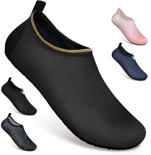 Badeschuhe Strandschuhe Wasserschuhe Aquaschuhe Schwimmschuhe Surfschuhe Wassersport Beach Pool Surfen Yoga für Damen Herren, Jb.black, 41/42 EU (Asian: 42/43)