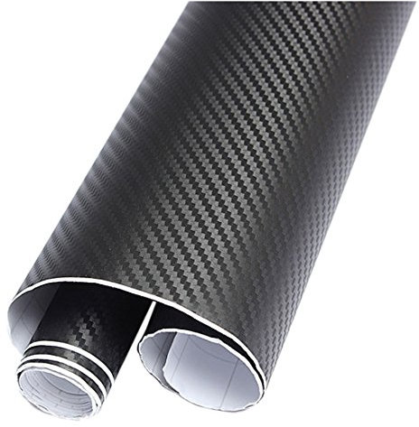 REFURBISHHOUSE DIY 30 x 127 3D Un Rouleau d'autocollant en Fiber de Carbone Autocollant en Vinyle Film adhesif pour la Voiture - Noir