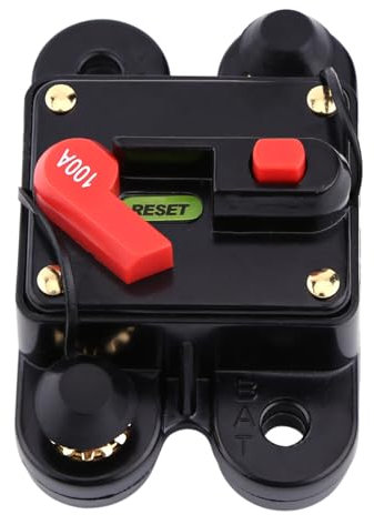 Disjoncteur Voiture Audio DC 12V - 24V Disjoncteur pour Voiture Marine Bateau Vélo Audio Stéréo Réinitialiser le Fusible 80-300A (100A)