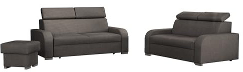 Mirjan24 Sofagarnitur Apollo 3 + 2 + Polsterhocker, Sofa 3 + 2 + Sitzhocker, Couch, Polstergarnitur Couchgarnitur Sofa Hocker Sitzbank Fußbank (Crown 04)