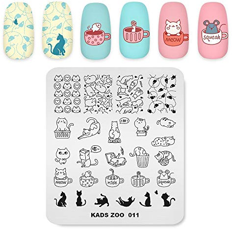 Alexnailart Nagel Stempelplatten Kreative Cartoon Tier Thema Bild Design-Vorlagen Katze Maus Tasse Schmetterling Multi Muster Leiterplatte Maniküre DIY Nail Art Druck werkzeuge