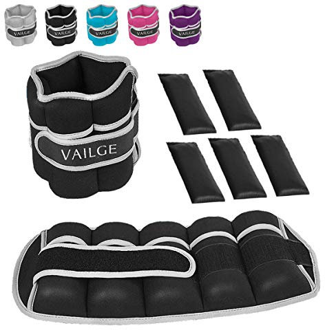 Poids de cheville réglables pour fitness, jogging, marche, exercice, chevilles pour homme et femme, poids pour poignet et cheville (noir, 2 kg par paire = (2 x 2 = 4 kg)