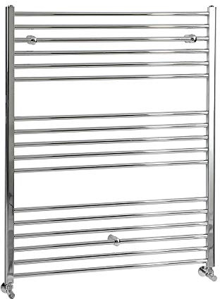 MILANO Chrome Straight Bar Heated Towel Rail 1200 x 1000mm | Steel Construction. Generous Heat Output. Contemporary Style. Straight Bar Design. Central Heating Operation.