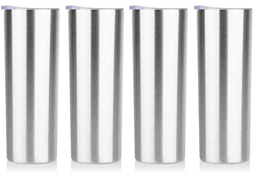 HASLE OUTFITTERS Skinny Tumblers Bulk Set, Edelstahl-isolierte schlanke Becher mit Deckel, wiederverwendbar, doppelwandig, Reise-Kaffeebecher, langlebig, pulverbeschichtet, Reisewasserbecher, 590 ml,