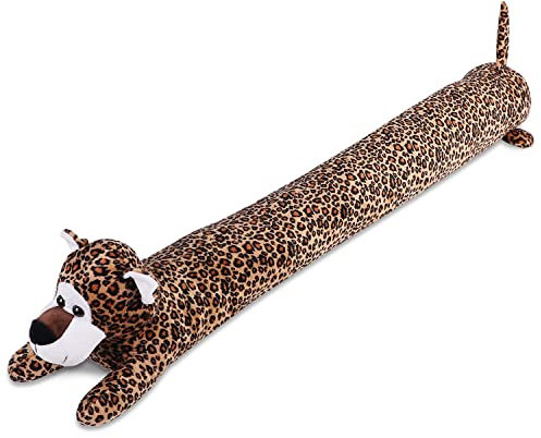 SANFERGE Robuster Zugluftstopper für die Tür, 91,4 cm, 1,4 kg, dekorativer schalldichter Tür-Zugluftblocker, energiesparender Zugluftschutz, Leopardenkaffee