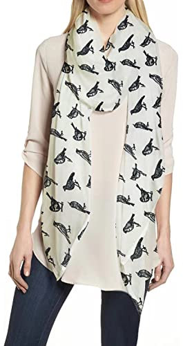 Lina & Lily Damen Schal Tuch mit Vogel-Print (Weiß)