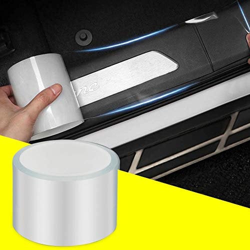 QBUC Car Door Sill Trim Strips, Scratch Cover Protector Paint Threshold Nano Glue, Front Rear Door Entry Sill Guard Scuff Plate for Most Cars, Transparent (7cm*5m)