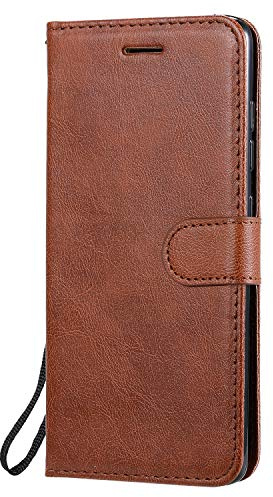 DENDICO Coque pour Galaxy A51, PU en Cuir Coque Portefeuille Étui Housse, Design Classique TPU Coque pour Samsung Galaxy A51 - Marron